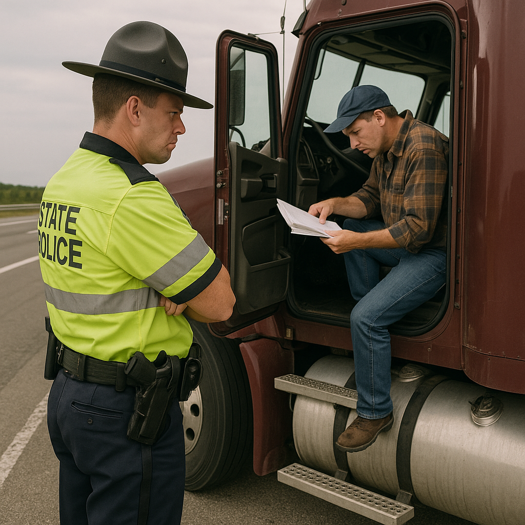 truck driver searching for a permit, highlighting 10 Permit Compliance Mistakes Big Fleets Make