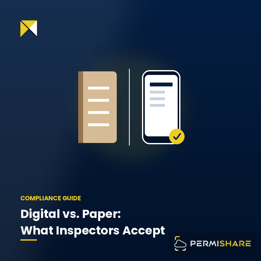 paper permit on one side, digital permit book on the other